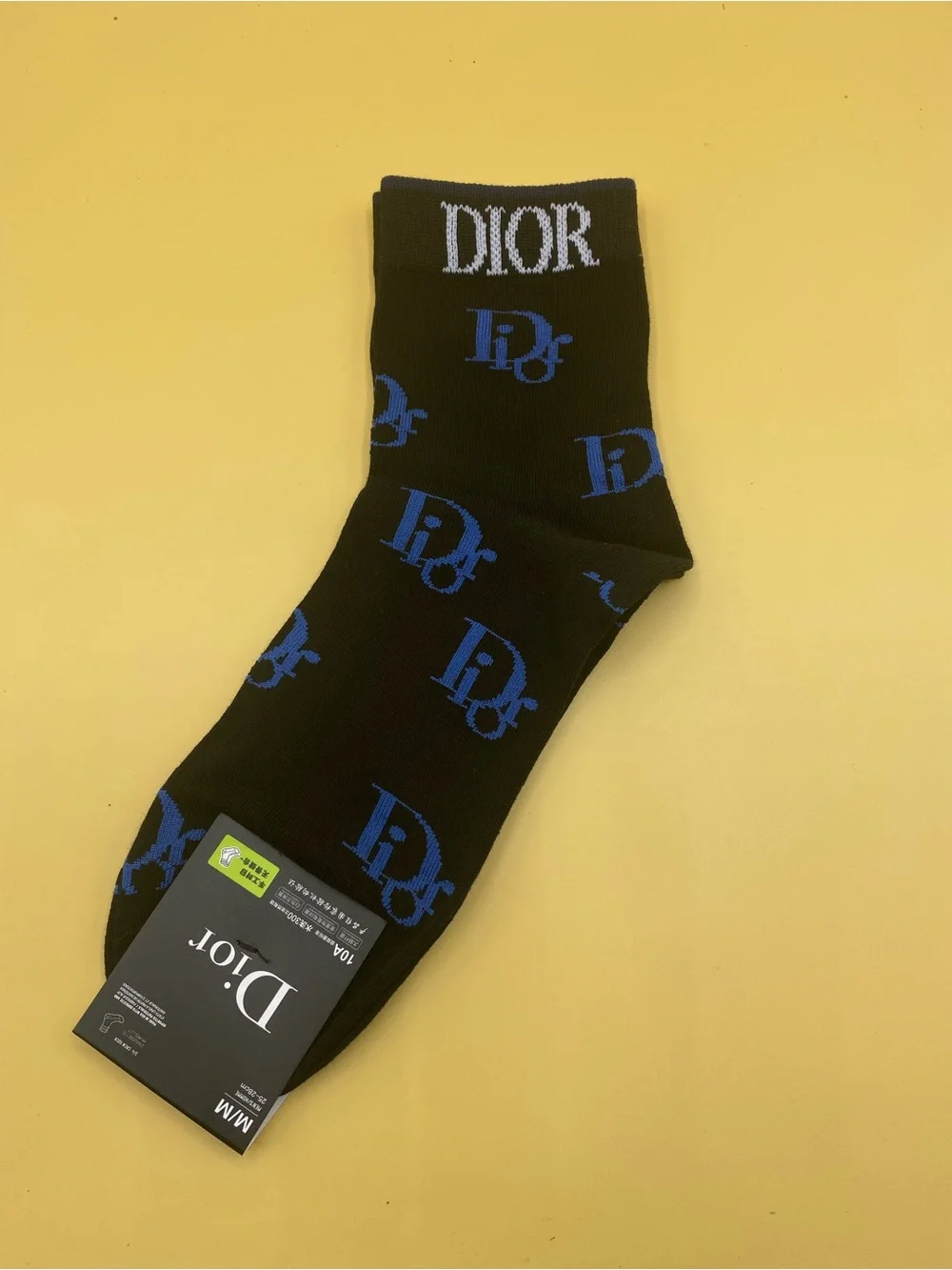 Dior Men’s Assorted Logo Crew Socks - Navy, Black & White with Red Trim